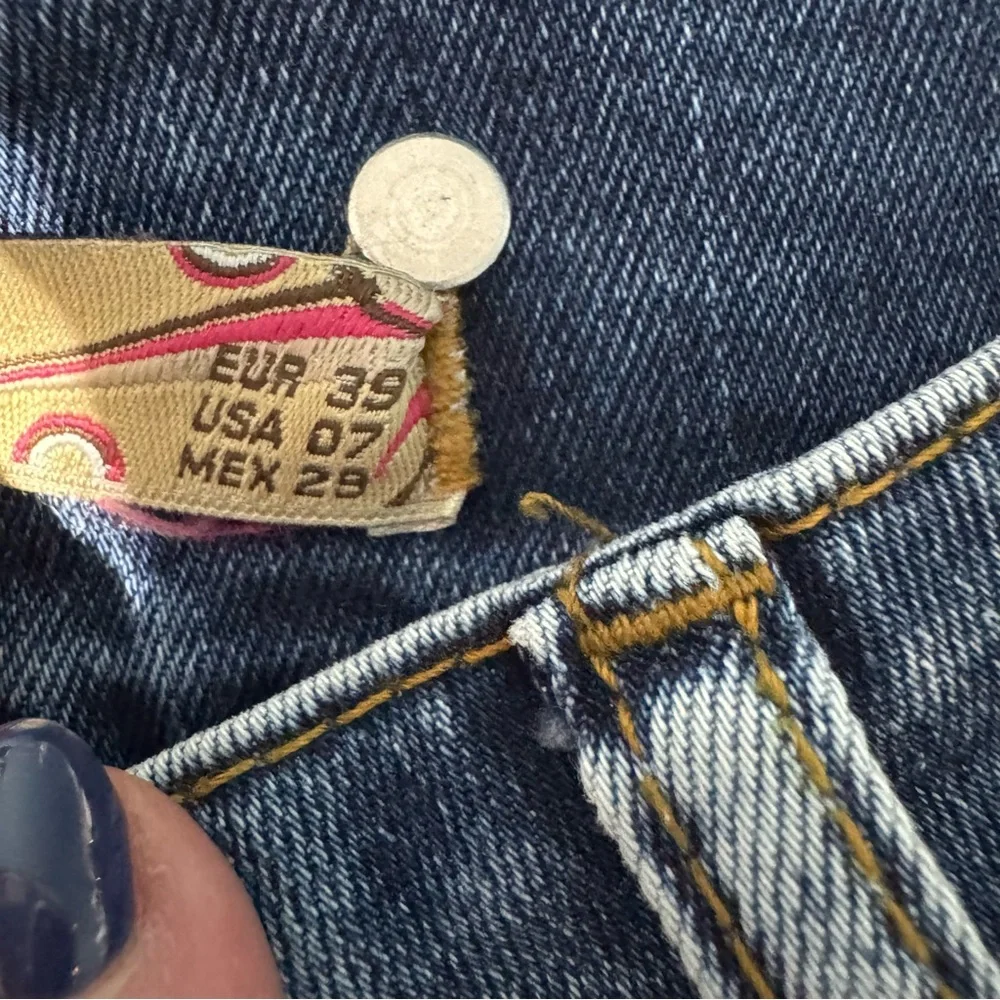 Yellow Beetle Denim Shorts w/ Striped Suspenders | Size 29 Y2K Retro Streetwear - Picture 6 of 11
